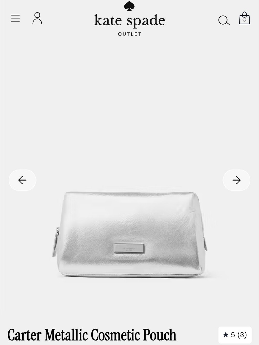 kate spade KM591 Metallic Silver Cosmetic Case